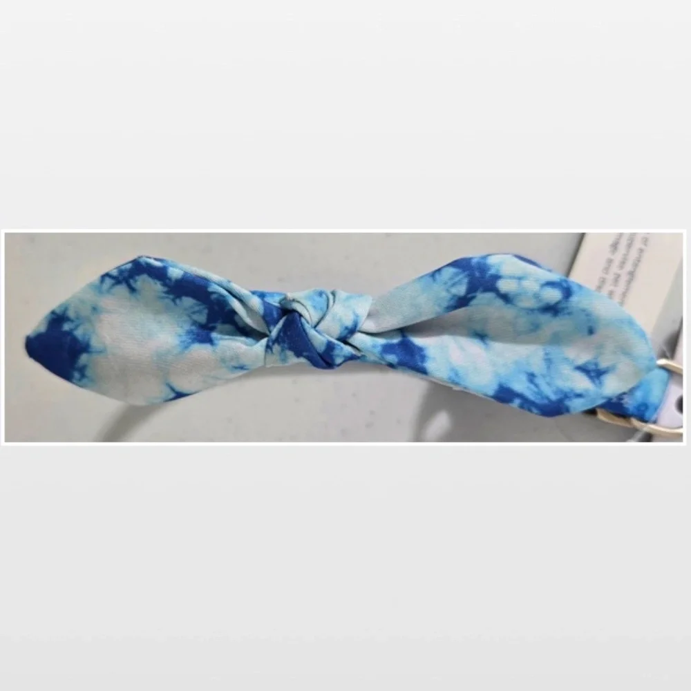 New Pet Dog Collar X-Small Bow Tie Blue White Tie Dye Animal Adjustable NWT